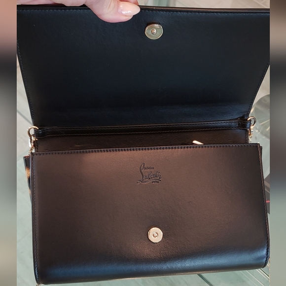 NWOT - Christian Louboutin gold spike leopard Paloma clutch/shoulder bag - Picture 9 of 16